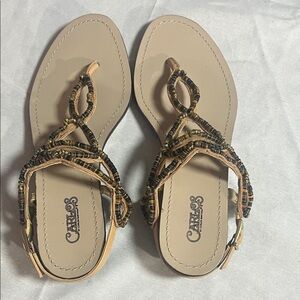 Carlos by Carlos Santana Beaded Sandals - Black and Tan